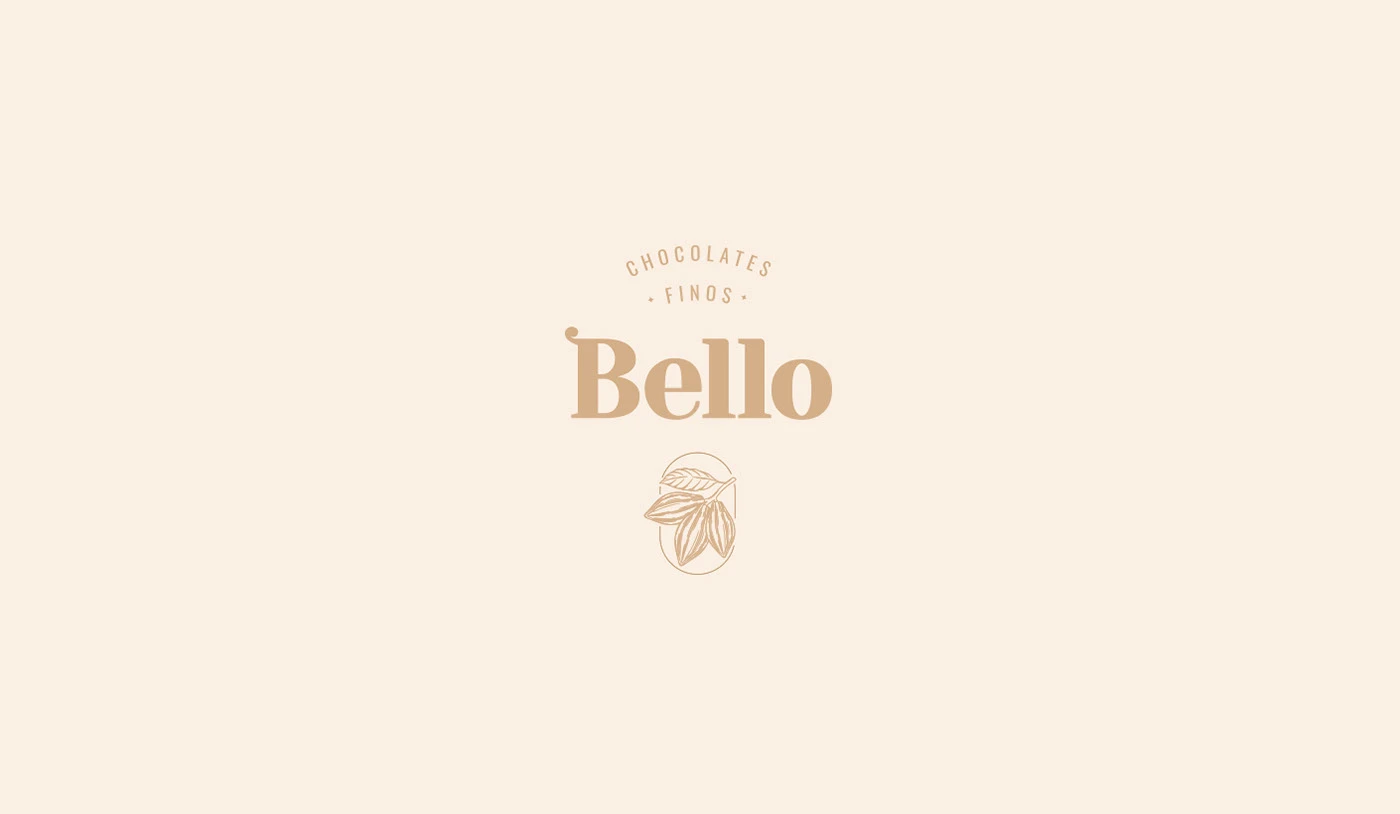 Logotipo da Bello Chocolates Finos sobre fundo creme