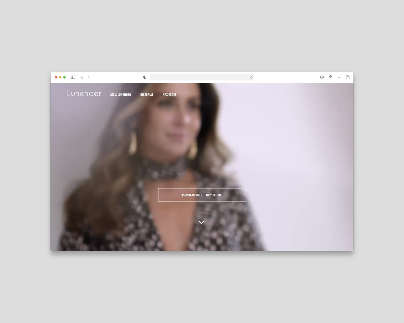 Navegador exibindo o vídeo de campanha na abertura do site da Lunender